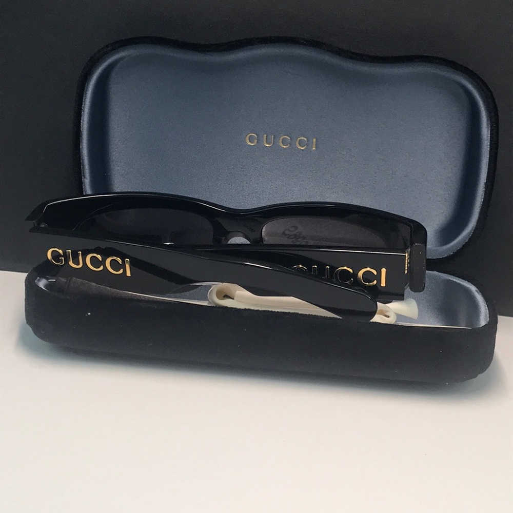 New Authentic Gucci Gray Rectangular Sunglasses G… - image 11